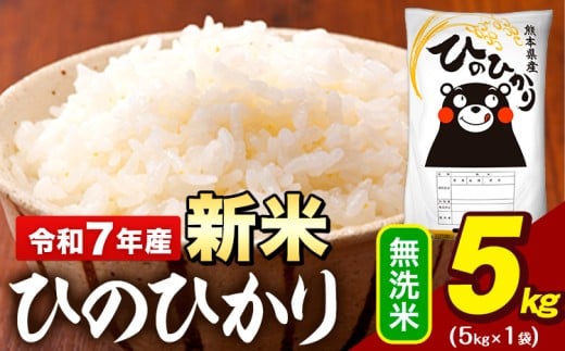 新米 令和7年産 無洗米 米 ひのひかり 5kg《11月上旬頃までに出荷》熊本県 大津町 国産 熊本県産 無洗米 精米 送料無料 ヒノヒカリ こめ お米