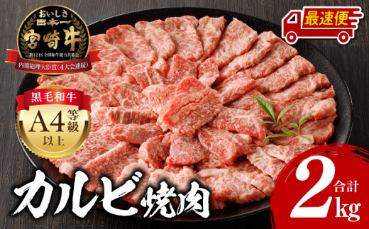 【最速便】宮崎牛 カルビ焼肉 500g×4 合計2kg_M243-011-2W