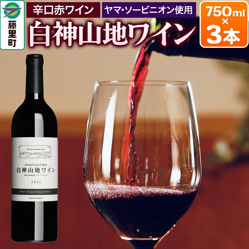 【ふるさと納税】白神山地ワイン（赤ワイン750ml×3本） 秋田県 藤里町 [白神山地 赤ワイン 贈り物 ヤマソービニオン]