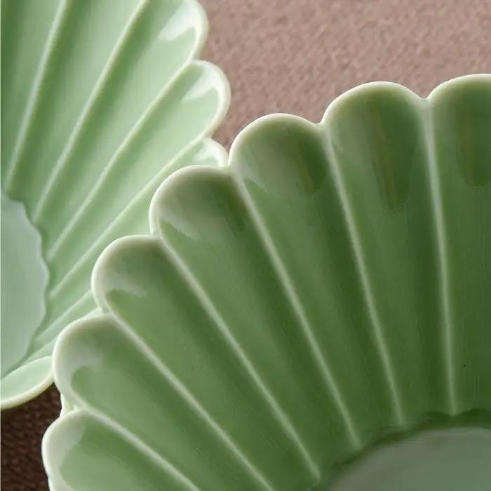 【波佐見焼】菊型 中鉢 ボウル 5点セット（緑） 食器 皿 【洸琳窯】 [GE26]  波佐見焼