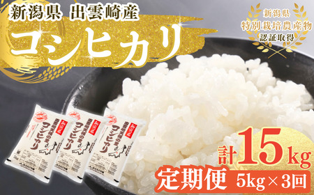 新米 新潟県産 コシヒカリ 5kg×3か月 出雲崎産 令和6年産 定期便 合計15kg