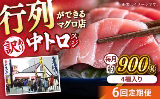 【全6回定期便】【訳あり】天然 本まぐろ 中トロ 計約900g (4柵入り) 鮪 マグロ 魚 刺身 横須賀【本まぐろ直売所】 [AKAK069]