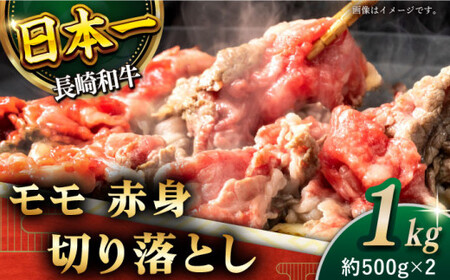 【ヘルシーにお肉を楽しむ♪】長崎和牛 赤身 切り落とし(モモ) 計1.0kg (約500g×2)【黒牛】[QBD019]