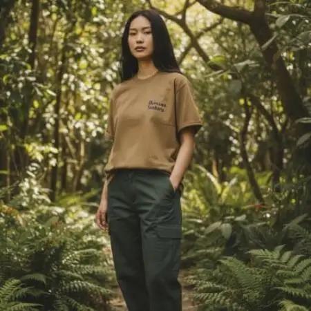 やんばるの自然を纏う オリジナルデザインTシャツ(カーキ/Lサイズ)【1732938】