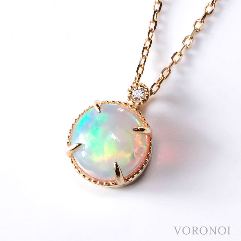K18YG オパール カボションカット ダイヤモンドネックレス MINAMOセッティング VO0067PK18