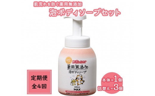 【毎月1回お届け】【全4回定期便】肌荒れを防ぐ薬用無添加　泡ボディソープセット　＜無添加生活シリーズ＞ ※北海道・沖縄・離島への配送不可