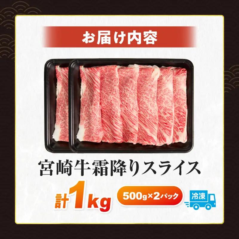 【令和8年10月配送】牛肉 宮崎牛 霜降り スライス 計1kg_DA51-25-10