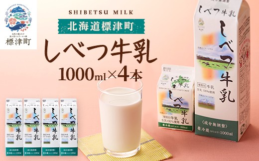 
                  しべつ牛乳 1L × 4本 北海道産 パックミルク 1万円 以下 お裾分け 牛乳 乳製品 生乳 生乳100% 国産 ミルク みるく ぎゅうにゅう 乳 標津 しべつ 成分無調整 無調整 1l 1リットル 健康 朝食 飲料 パック 給食 グラタン パスタ 北海道 標津町
                