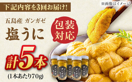 【全3回定期便】厄介うに ガンガゼの塩うに 70g×5本 / ウニ 雲丹 五島市 / うた丸[PGA006]