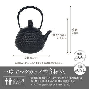 南部鉄器 鉄瓶 ハリネズミ 0.9L【村上 怜 作】 伝統工芸品 [Y0100]