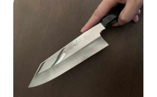 
A-181　三徳切付型包丁180ミリ銀３鋼　砥石付き
