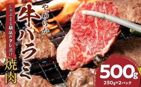 やわらか牛ハラミ焼肉　秘伝のタレ漬け500g(250g×2P)_mk146-025