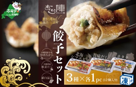 北海道産 旨みたっぷり 野付湾 北海シマエビ餃子12個( 12個入り×1pc) ホタテ餃子12個( 12個入り×1pc) 旨味だし餃子12個(12個入り×1pc)【AJ0000107】（ ほたて ホタテ 貝柱 北海道 北海しまえび しまえび シマエビ 人気 餃子 ギョーザ セット 人気 ふるさと納税 ）