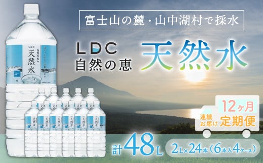 
【12カ月定期便】自然の恵み天然水　2L×24本（6本入り4ケース）　計48L　を12カ月連続でお届け　※沖縄・離島配送不可
