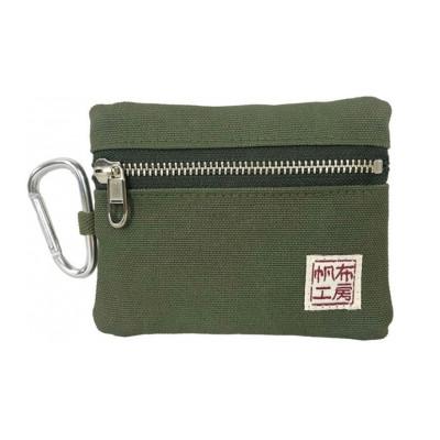 ふるさと納税 加東市 帆布工房　ティッシュ入れ付きポーチ(カーキ)　約10×13cm
