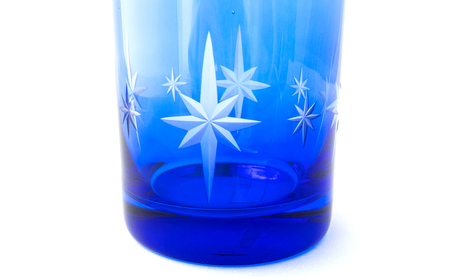 浅草切子 暮らしの硝子「明星 切立青藍」化粧箱入り_0012-145-T07