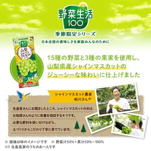 カゴメ 野菜生活100 山梨シャインマスカットミックス 195ml 48本 砂糖不使用 ビタミンC 紙パック 健康 飲料 果汁 贈答用 山梨 季節限定 期間限定 [8月下旬より順次発送]