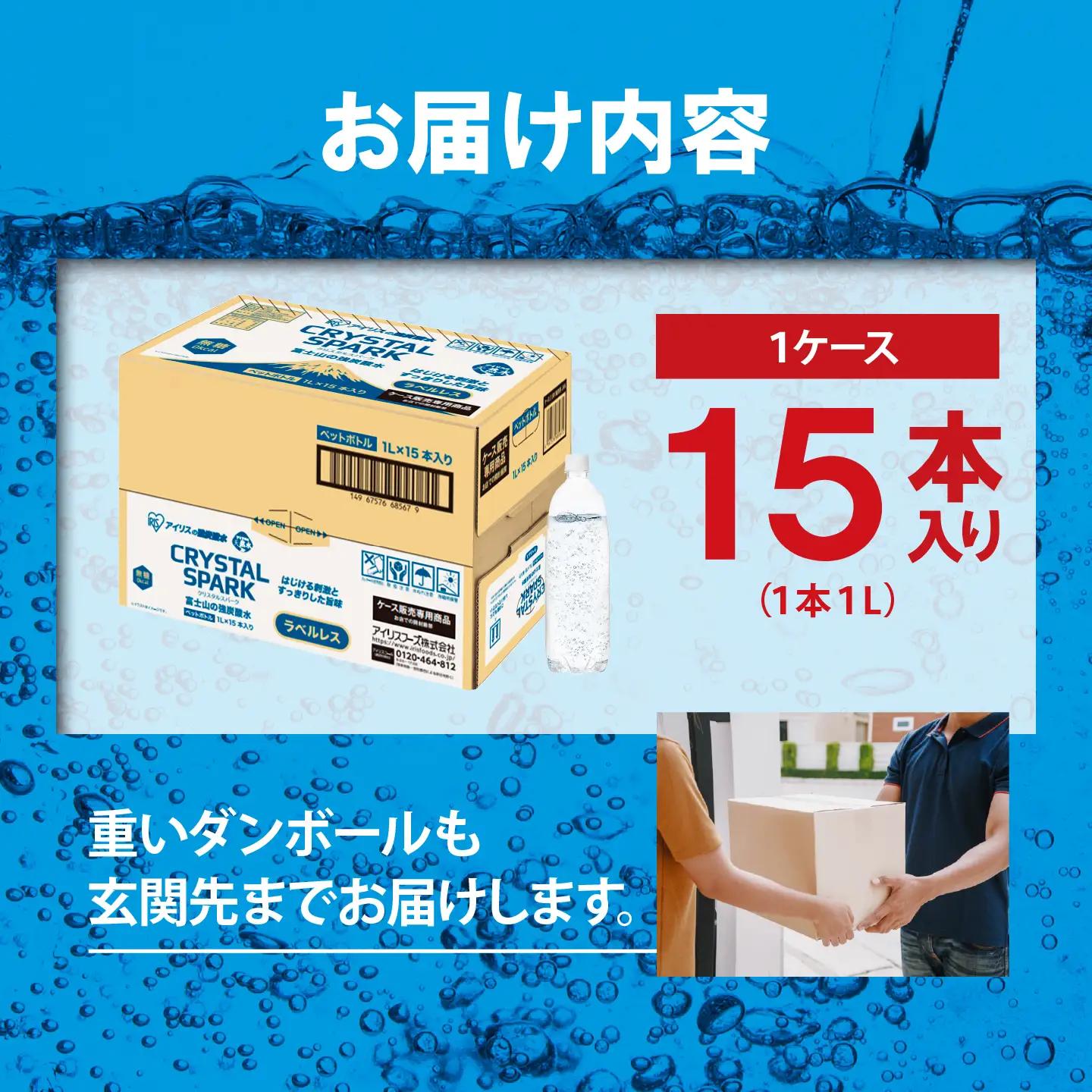 強炭酸水 ラベルレス 3ヶ月定期便 1L×1箱 15本入 炭酸