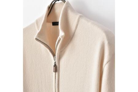 ベビーカシミヤ　フルジップ　メンズ　Mサイズ　【ベージュ】 【178004-1】 ｶｼﾐﾔ 天然素材 ｾｰﾀｰ 服 国産 国内製造 ﾍﾞﾋﾞｰｶｼﾐﾔ