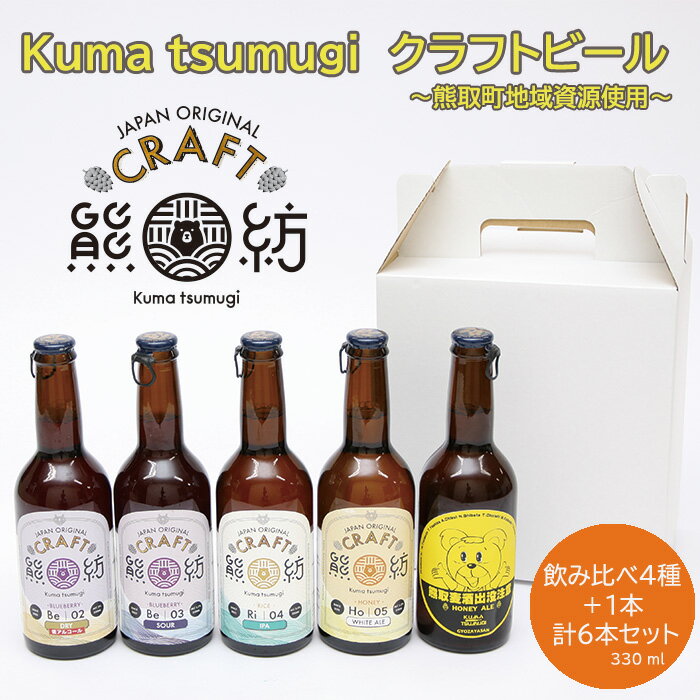 【ふるさと納税】Kuma Tsumugi クラフトビ－ル【飲み比べ4種（Blueberry 02　Dry1本、Blueberry 03　Sour1本、Rice 04　IPA2本、Hony05　White Ale2本）　計6本セット】（041_5001）
