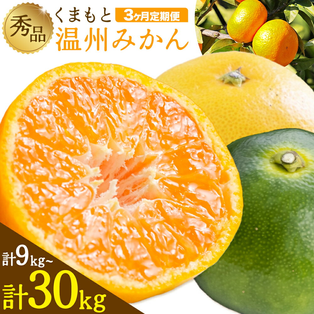 【ふるさと納税】秀品 温州みかん 3ヶ月 定期便 選べる 内容量 計9kg 計15kg 計30kg 日本フルーツ株式会社《10月上旬-12月末頃出荷》熊本県 荒尾市 みかん 温州みかん ミカン 蜜柑 柑橘類 極早生 早生 中生 果物 フルーツ