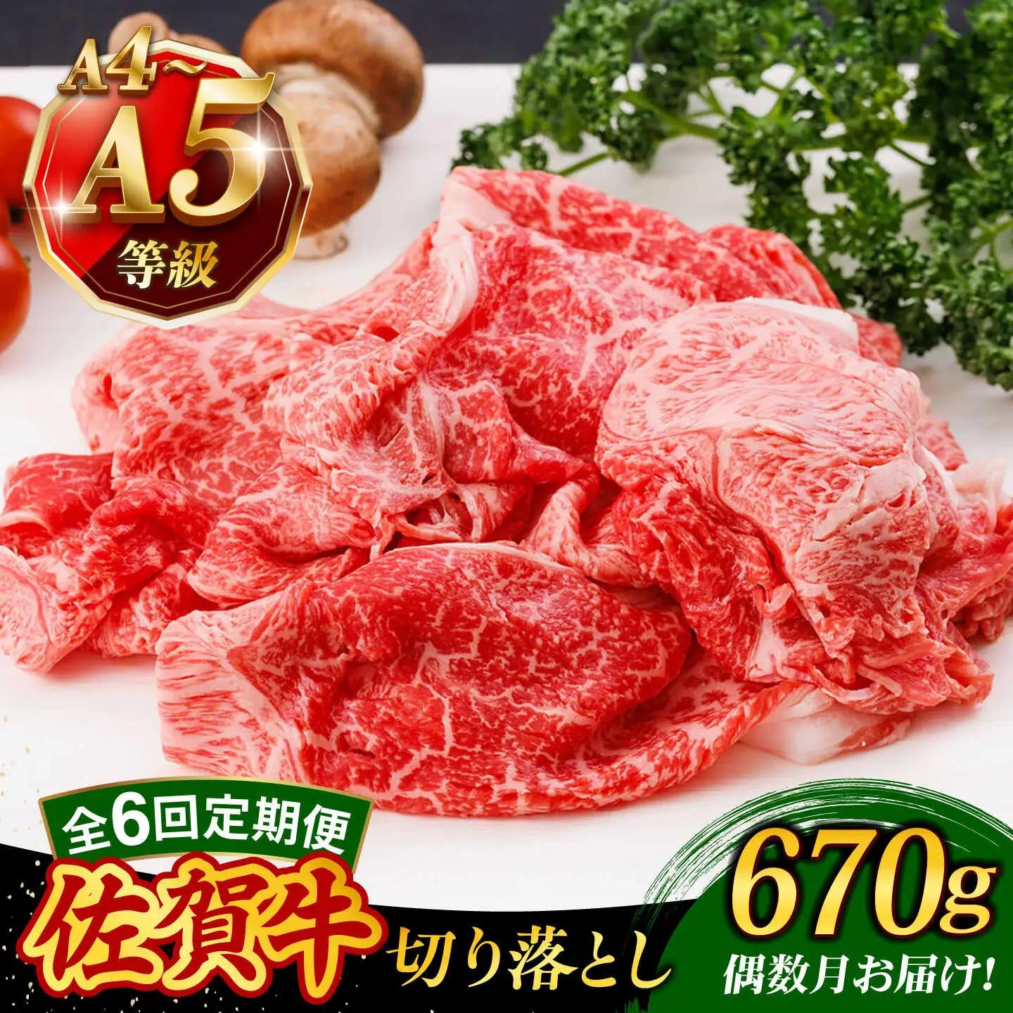 【6回定期便・偶数月発送】 佐賀牛 切り落とし 670g 牛肉 [UCC027]