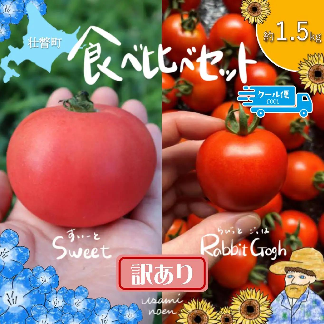 【訳あり】極旨トマトクール便 食べ比べ2種セット 北海道壮瞥町産 スイート＆ラビットゴッホ 1.5kg 中玉トマト SBTAJ040
