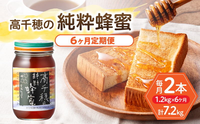 【6ヶ月定期便】日本みつばち 高千穂の純粋蜂蜜 600g×2本 セット |  瓶 蜂蜜 はちみつ ハチミツ 百花蜜 自然蜜100% 調味料  定期 はちみつセット 瓶 贈答 贈り物 ギフト プレゼント おすそ分け 普段使い セット 高千穂産 国産  九州 |_Tk006-t021