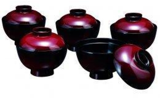 3.7吸物椀 篁 5客入（食器洗浄機OK） 紀州漆器［YS40］