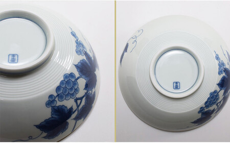染付文様葡萄絵 AritaBOWL 有田焼【幸楽窯】下絵付け 染め付けのうつわ 食器 どんぶり 和食器 盛り鉢 器 うつわ どんぶり ラーメン そうめん 麺 丼 24000円 A24-12