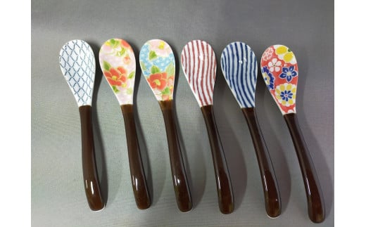 有田焼 ティースプーン 6本セット 化粧箱入り 【松華堂】食器 スプーン デザートスプーン キッチン雑貨 カラフル かわいい 和風 和柄 A11-73