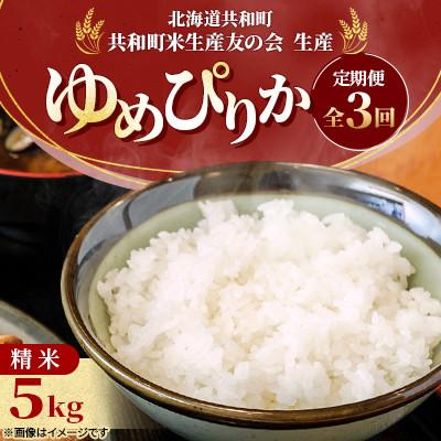 ふるさと納税 共和町 【毎月定期便】 特Aランク 北海道共和町産 ゆめぴりか 精米 5kg全3回