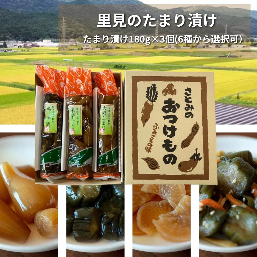 【ふるさと納税】【漬物 種類指定可】地場産の野菜使用 里美のたまり漬け(180g×3個/ 胡瓜たまり 辛入り胡瓜たまり 福里漬 大根たまり 楽京たまり ごまちゃん) | 茨城県 常陸太田市 お漬物 漬け物 つけもの 美味しい おいしい 地場産 手作り 贈り物 プレゼント お取り寄せ