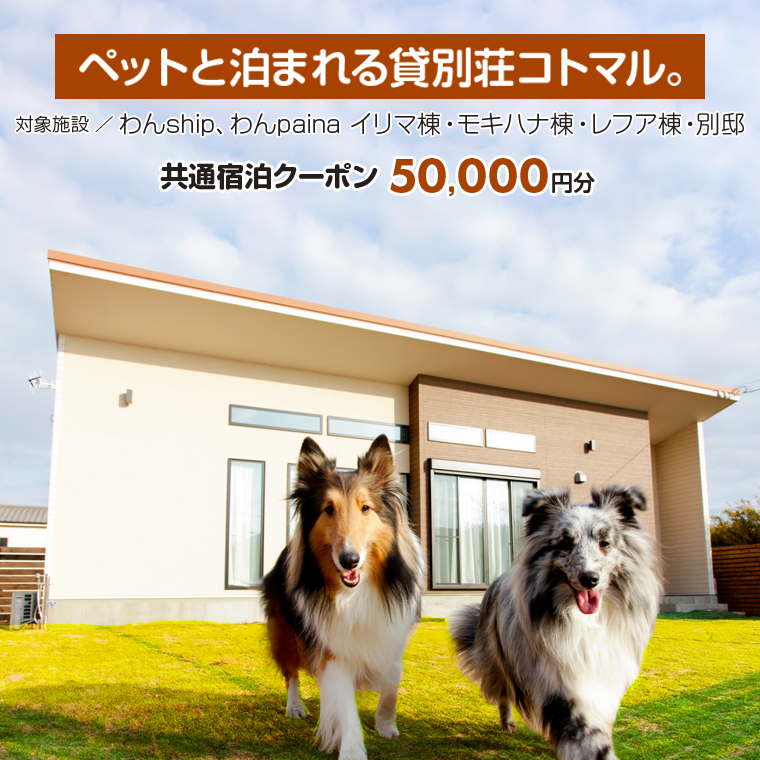 DI-5 ペットと泊まれる貸別荘コトマル。　共通宿泊クーポン 5万円分