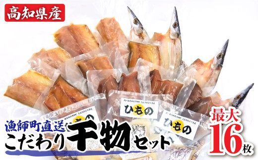 漁師町直送 こだわり干物セット Aセット 10袋（14枚～16枚） 個包装 真空パック めじか さば カマス あじ 塩干し 干物 国産 セット ギフト お中元 お歳暮 高知県産 土佐清水市 ふるさとのうぜい ふるさと納税 干物 詰め合わせ セット 【R01150】