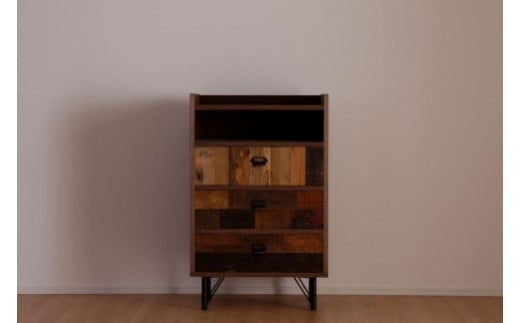 
                  【MARBLE／マーブル 60チェスト ウォールナット】★古材パネルを1枚1枚手作業で張り合わせたおしゃれなデザインのチェスト商品ごとに異なる表情を持つデザインは唯一無二の1点物
                