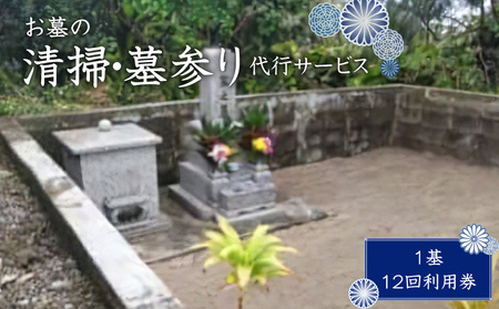 お墓の清掃・墓参り代行サービス（1基）12回利用券 W010-005u チケット 体験