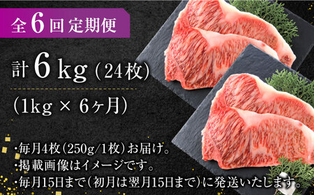 【全6回定期便】【溢れる肉汁と濃厚な旨味】博多和牛 サーロイン 1kg（250g×4枚） 広川町/株式会社MEAT PLUS[AFBO011]