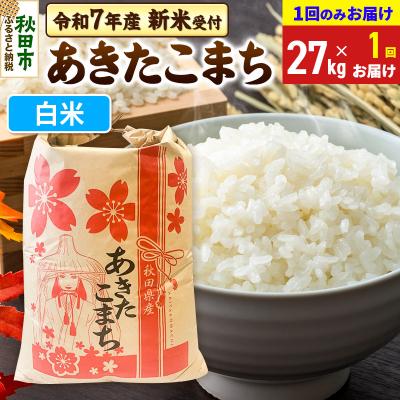 ふるさと納税 秋田市 先行受付 あきたこまち27kg【1回のみお届け】 白米|15_kml-112701hs