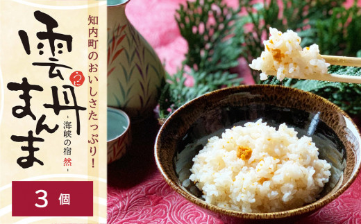 
知内町のおいしさたっぷり！うにの炊き込みごはん ～ 雲丹まんま ～ ×3＜海峡の宿 然＞
