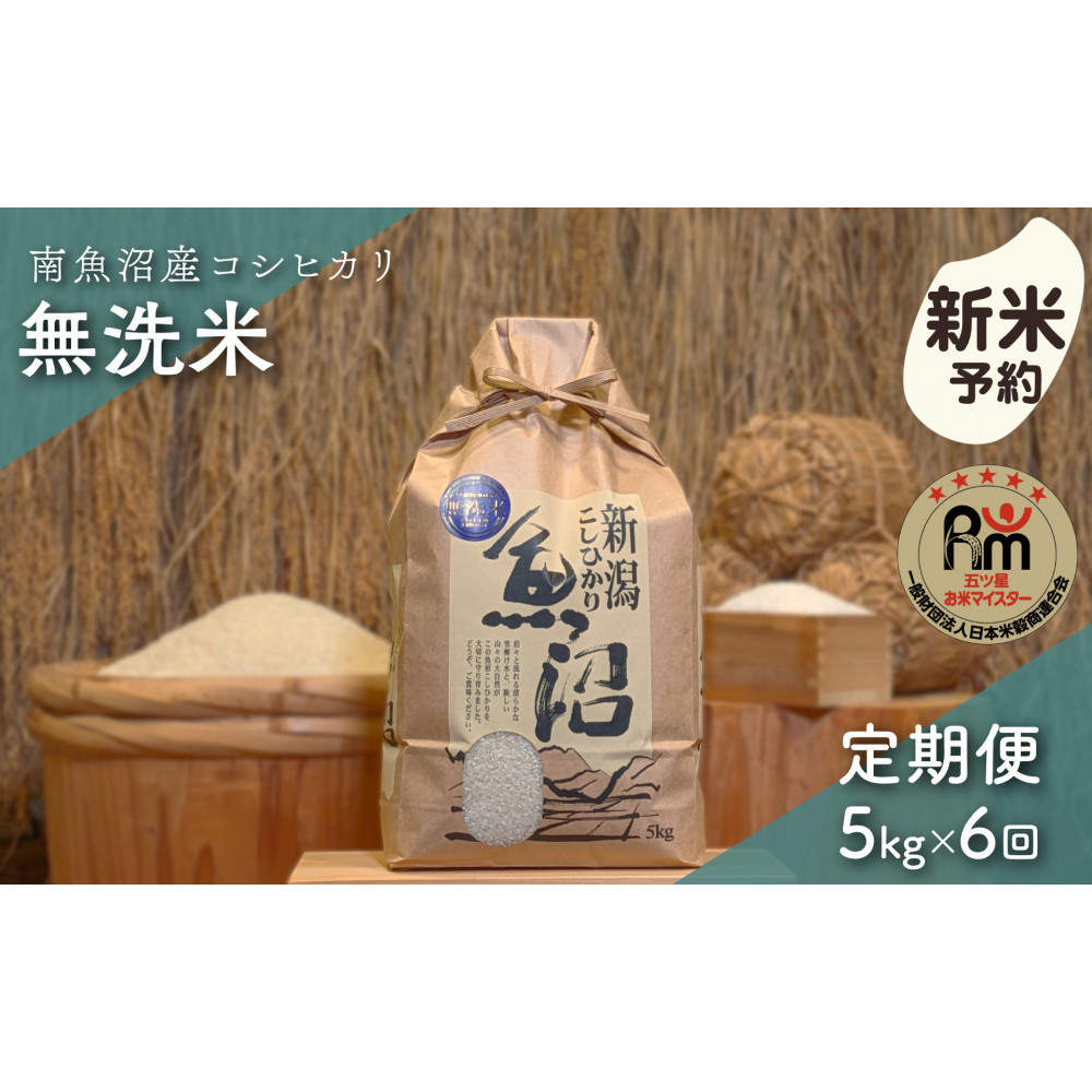 【令和8年産新米予約】「五つ星お米マイスター」の南魚沼産コシヒカリ　無洗米５kg×6回（毎月定期便）【2026年10月上旬より1ヶ月以内に順次発送予定】