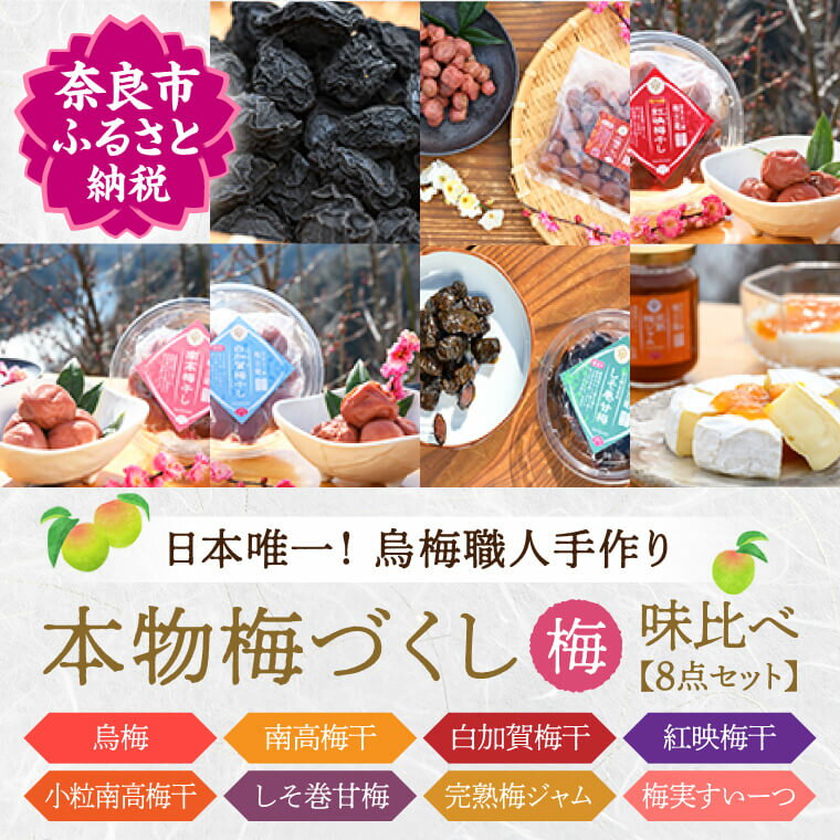 【ふるさと納税】日本唯一！烏梅職人手づくり 七百年の伝統 本物梅づくし（梅）味比べ8点セット なら G-71