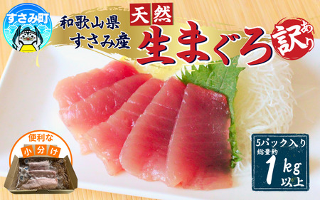 【訳あり】和歌山県すさみ産 天然生マグロ 冷凍 生 約200g×5個 / 海鮮丼 鮪 寿司 海鮮  小分け 刺身 和歌山 すさみ町 キハダマグロ メバチマグロ マグロ マグロ 大容量 【scp003】