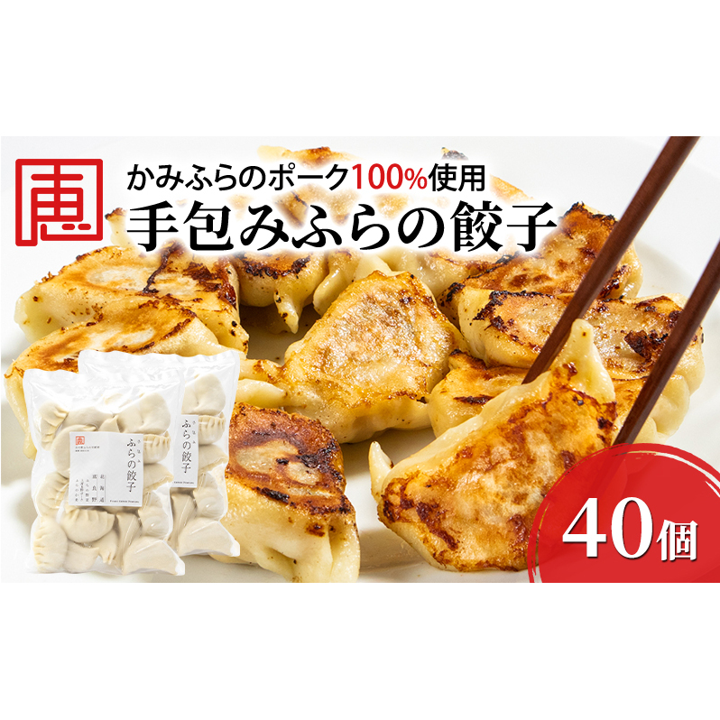 【かみふらのポーク 使用】 手包み ふらの餃子 20個入×2袋 業務用 ジャンボ サイズ 中華 冷凍 即席 食品 簡単 加工品 調理不要 おかず 手作り ふらの 北海道 上富良野町 北の恵
