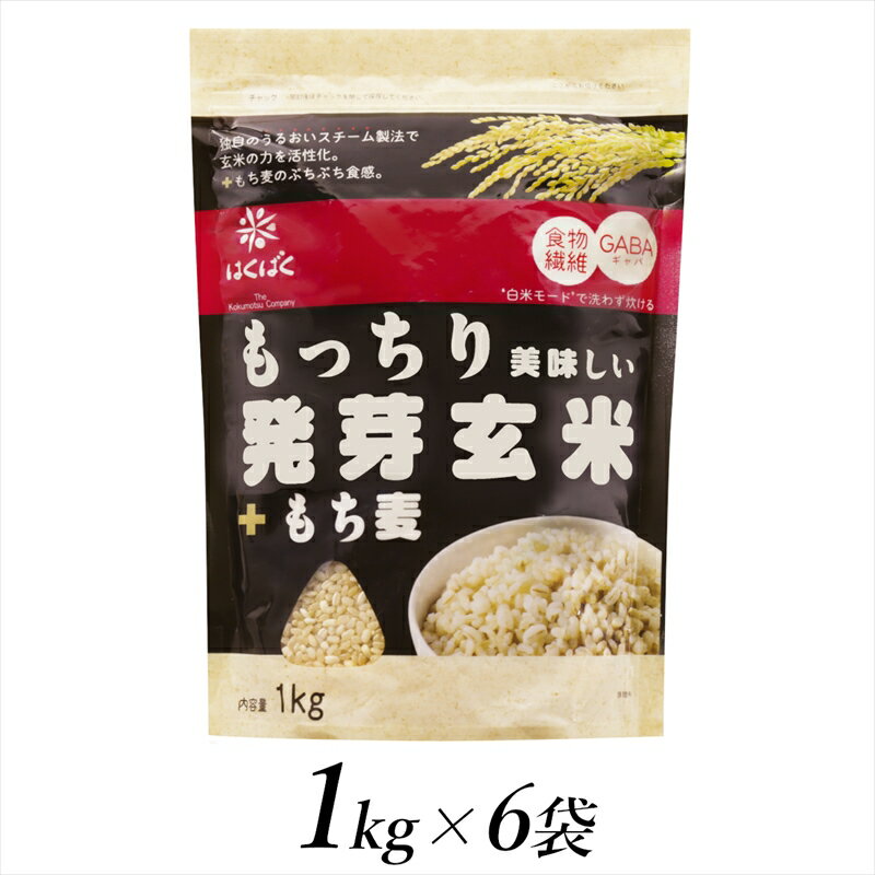 【ふるさと納税】 2.3-9-6はくばく　もっちり美味しい発芽玄米＋もち麦　1kgx6個 ふるさと納税 はくばく 発芽玄米 無洗米 雑穀 玄米 もち麦 おすすめ 山梨県 南アルプス市 送料無料 ALPAN026