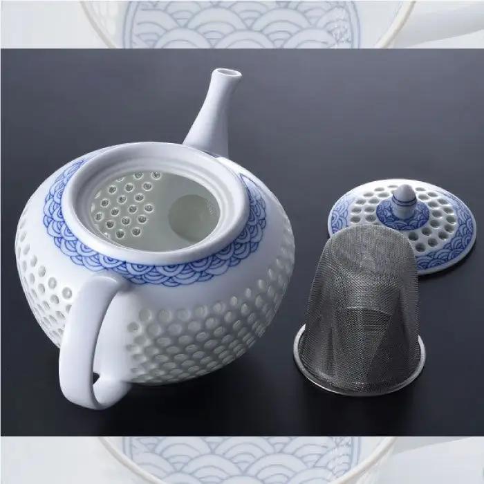 【波佐見焼】【何気ない朝を特別に♪】水晶青海波 ポット カップ 碗皿 セット 食器 皿 【丹心窯】 [AB04]  波佐見焼