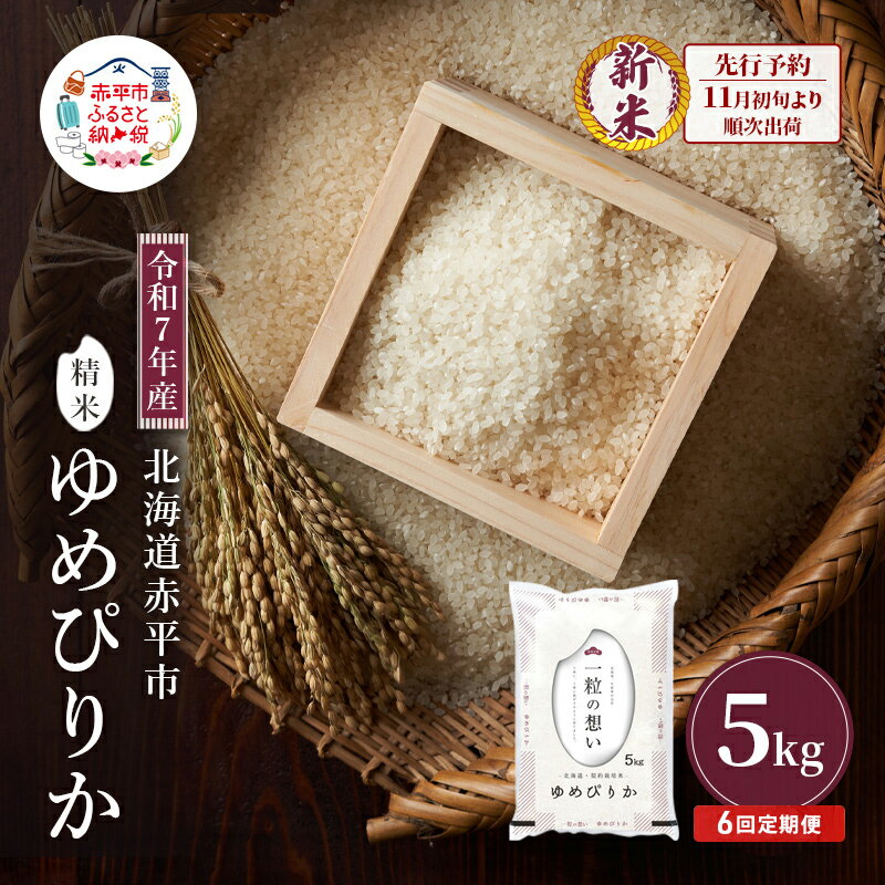 【ふるさと納税】【先行予約】令和7年産 北海道 赤平産 ゆめぴりか 5kg 6ヵ月連続お届け 白米 精米 米 北海道 ごはん ご飯 ライス おにぎり 定期便 定期 お楽しみ 3回　お届け：2025年11月初旬より順次出荷