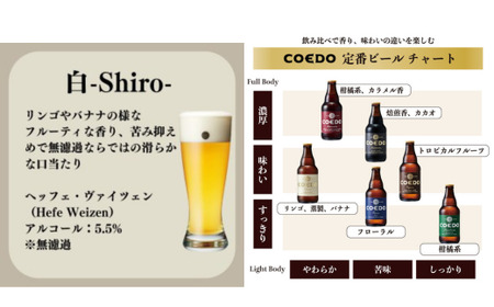 コエドビール 瓶24本【 白 】(333ml×24本)計7,992ml  【 酒 ビール コエド ビール COEDO ビール クラフトビール 白 おすすめ 定番 クラフトビール 瓶 ビール クラフトビ