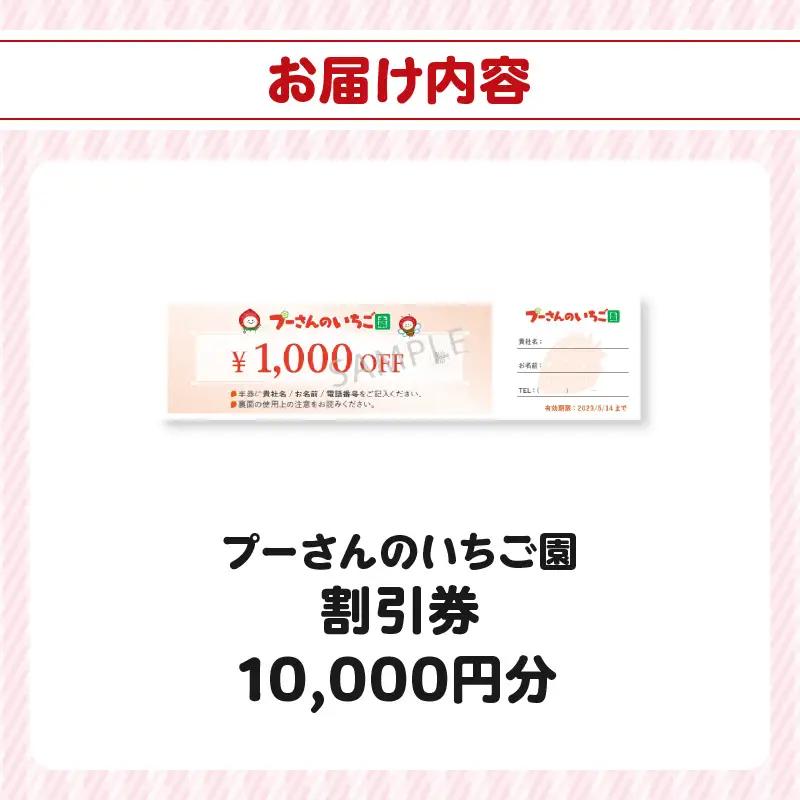 プーさんのいちご園　割引券（10,000円分） 【レターパック】イチゴ狩り あまおう 恋みのり 紅ほっぺ さがほのか かおり野 おいCベリー あまえくぼ よつぼし 高設栽培 多段式 バリアフリー 車椅
