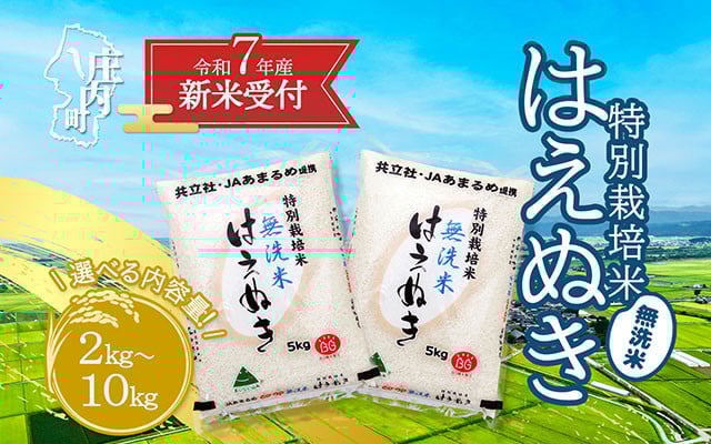 
            【新米受付 10月発送】R7年産 特別栽培米 はえぬき無洗米 選べる内容量！ 2kg/5kg/10kg（入金期限：2025.9.15）新米 新米予約 先行受付 令和7年産米 米 山形県
          